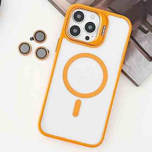 For  iPhone 14 Pro Max MagSafe Acrylic Hybrid TPU Holder Phone Case with Lens film(Orange)