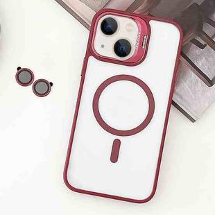 For iPhone 13 MagSafe Acrylic Hybrid TPU Holder Phone Case with Lens film(Red)