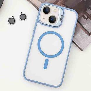 For iPhone 13 MagSafe Acrylic Hybrid TPU Holder Phone Case with Lens film(Light Blue)