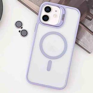 For iPhone 12 MagSafe Acrylic Hybrid TPU Holder Phone Case with Lens film(Light Purple)