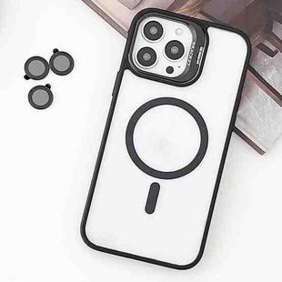 For iPhone 12 Pro MagSafe Acrylic Hybrid TPU Holder Phone Case with Lens film(Black)