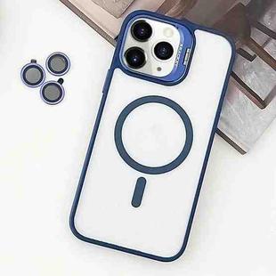 For iPhone 11 Pro Max MagSafe Acrylic Hybrid TPU Holder Phone Case with Lens film(Deep Blue)