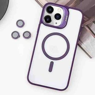 For iPhone 11 Pro Max MagSafe Acrylic Hybrid TPU Holder Phone Case with Lens film(Purple)