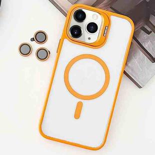 For iPhone 11 Pro Max MagSafe Acrylic Hybrid TPU Holder Phone Case with Lens film(Orange)