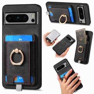 For Google Pixel 6 Pro Retro Splitable Magnetic Card Bag Leather Phone Case(Black)