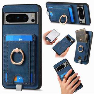 For Google Pixel 6 Pro Retro Splitable Magnetic Card Bag Leather Phone Case(Blue)