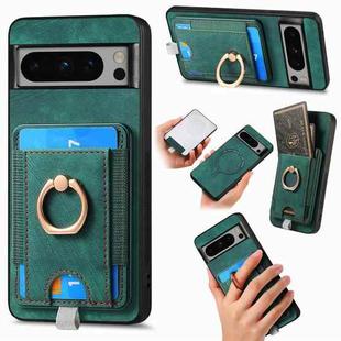 For Google Pixel 6 Pro Retro Splitable Magnetic Card Bag Leather Phone Case(Green)