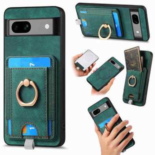 For Google Pixel 6A Retro Splitable Magnetic Card Bag Leather Phone Case(Green)