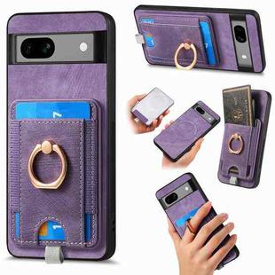 For Google Pixel 6A Retro Splitable Magnetic Card Bag Leather Phone Case(Purple)