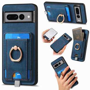 For Google Pixel 7 Pro Retro Splitable Magnetic Card Bag Leather Phone Case(Blue)