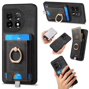 For OnePlus 11 Retro Splitable Magnetic Card Bag Leather Phone Case(Black)
