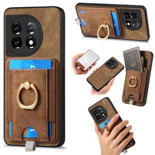 For OnePlus 11 Retro Splitable Magnetic Card Bag Leather Phone Case(Brown)