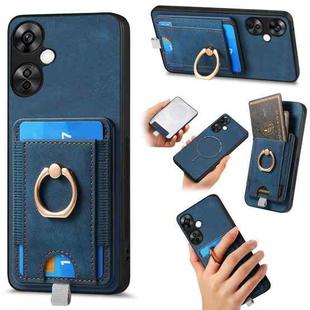 For OnePlus Nord CE3 Retro Splitable Magnetic Card Bag Leather Phone Case(Blue)