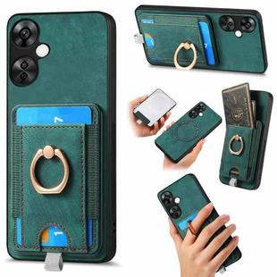 For OnePlus Nord CE3 Retro Splitable Magnetic Card Bag Leather Phone Case(Green)