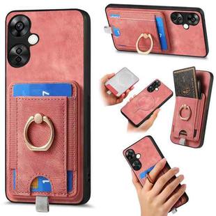 For OnePlus Nord CE3 Retro Splitable Magnetic Card Bag Leather Phone Case(Pink)