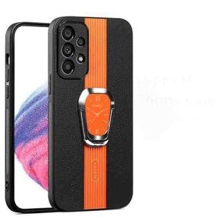 For Samsung Galaxy A52 Magnetic Litchi Leather Back Phone Case with Holder(Orange)