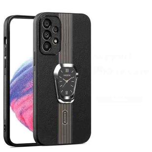 For Samsung Galaxy A52 Magnetic Litchi Leather Back Phone Case with Holder(Black)