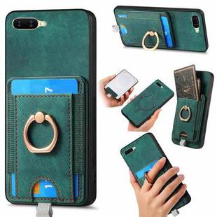 For OPPO A 7/ A12 Retro Splitable Magnetic Card Bag Leather Phone Case(Green)