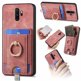 For OPPO A9 2020 / A5 2020 Retro Splitable Magnetic Card Bag Leather Phone Case(Pink)