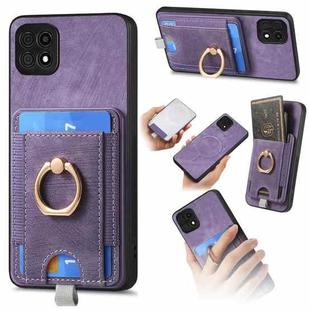 For OPPO A15 Retro Splitable Magnetic Card Bag Leather Phone Case(Purple)