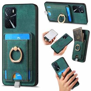 For OPPO A16 Retro Splitable Magnetic Card Bag Leather Phone Case(Green)