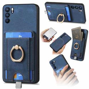 For OPPO Reno6 5G Retro Splitable Magnetic Card Bag Leather Phone Case(Blue)