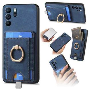 For OPPO Reno6 Z Retro Splitable Magnetic Card Bag Leather Phone Case(Blue)