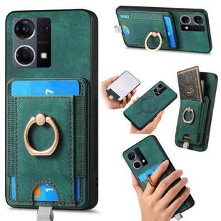 For OPPO Reno7 4G Retro Splitable Magnetic Card Bag Leather Phone Case(Green)