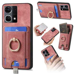 For OPPO Reno7 4G Retro Splitable Magnetic Card Bag Leather Phone Case(Pink)
