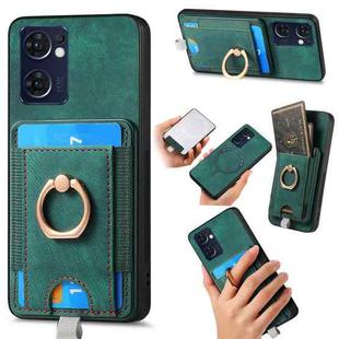 For OPPO Reno7 5G Retro Splitable Magnetic Card Bag Leather Phone Case(Green)