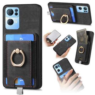 For OPPO Reno7 Pro 5G Retro Splitable Magnetic Card Bag Leather Phone Case(Black)