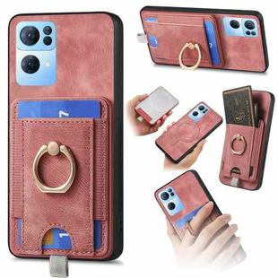 For OPPO Reno7 Pro 5G Retro Splitable Magnetic Card Bag Leather Phone Case(Pink)