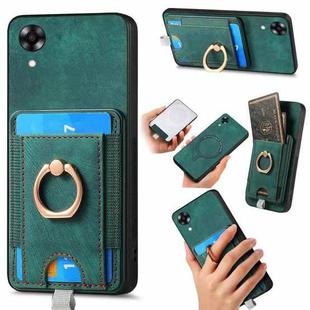 For OPPO A17K Retro Splitable Magnetic Card Bag Leather Phone Case(Green)