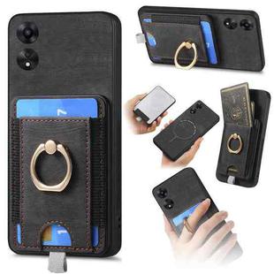 For OPPO A58 5G Retro Splitable Magnetic Card Bag Leather Phone Case(Black)