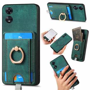 For OPPO A58 5G Retro Splitable Magnetic Card Bag Leather Phone Case(Green)
