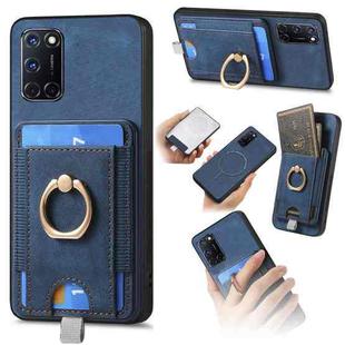For OPPO A52/A72/A92 Retro Splitable Magnetic Card Bag Leather Phone Case(Blue)