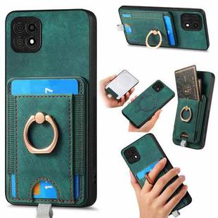 For OPPO A72 5G Retro Splitable Magnetic Card Bag Leather Phone Case(Green)