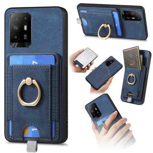 For OPPO F19 Pro+ Retro Splitable Magnetic Card Bag Leather Phone Case(Blue)