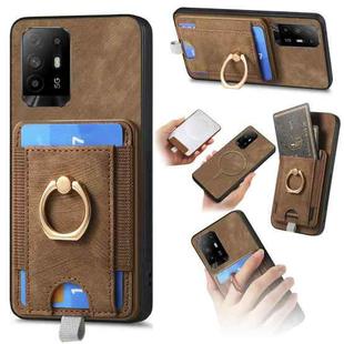 For OPPO F19 Pro+ Retro Splitable Magnetic Card Bag Leather Phone Case(Brown)