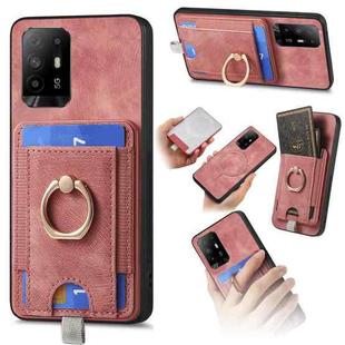 For OPPO F19 Pro+ Retro Splitable Magnetic Card Bag Leather Phone Case(Pink)