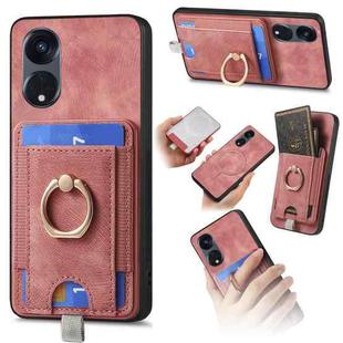 For OPPO Reno8 T 5G Retro Splitable Magnetic Card Bag Leather Phone Case(Pink)