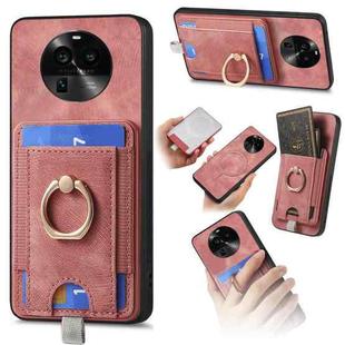 For OPPO Find X6 5G Retro Splitable Magnetic Card Bag Leather Phone Case(Pink)