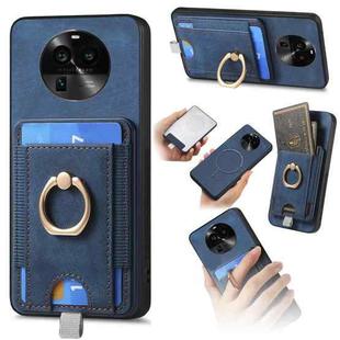 For OPPO Find X6 Pro 5G Retro Splitable Magnetic Card Bag Leather Phone Case(Blue)