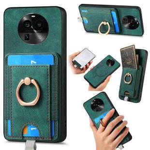 For OPPO Find X6 Pro 5G Retro Splitable Magnetic Card Bag Leather Phone Case(Green)