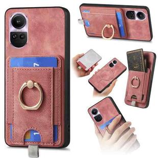 For OPPO Reno10 Pro Global Retro Splitable Magnetic Card Bag Leather Phone Case(Pink)