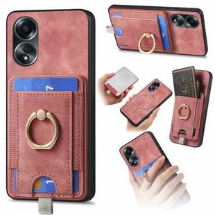 For OPPO A58 5G / A78 5G Retro Splitable Magnetic Card Bag Leather Phone Case(Pink)