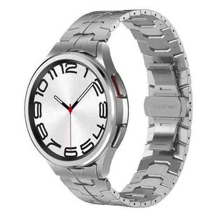 For Samsung Galaxy Watch 4 Classic 42 / 46mm Lron Man Curved Connection Stainless Steel Watch Band(Silver)