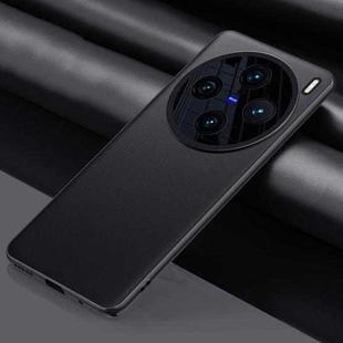 For vivo X100 Pro Plain-leather All-inclusive Shockproof Phone Case(Black)