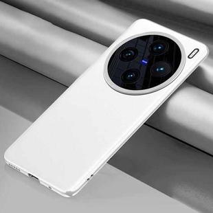 For vivo X100 Pro Plain-leather All-inclusive Shockproof Phone Case(White)
