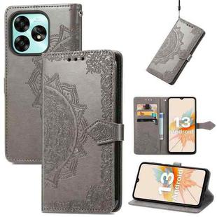 For Umidigi A15 Mandala Flower Embossed Leather Phone Case(Gray)